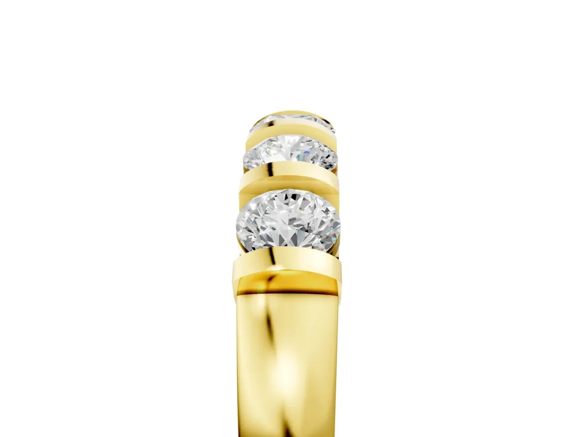 Five-Stone Round Diamond Half-Eternity Bar-Set Ring Yellow gold