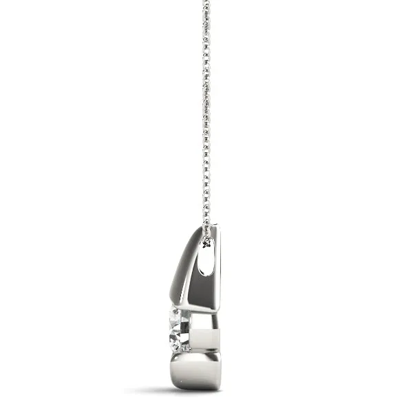 Round Diamond Bezel Set Teardrop Pendant White gold