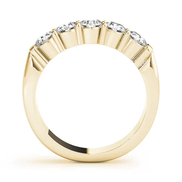 Five-Stone Round Diamond Channel Band with Prong Setting Yellow gold