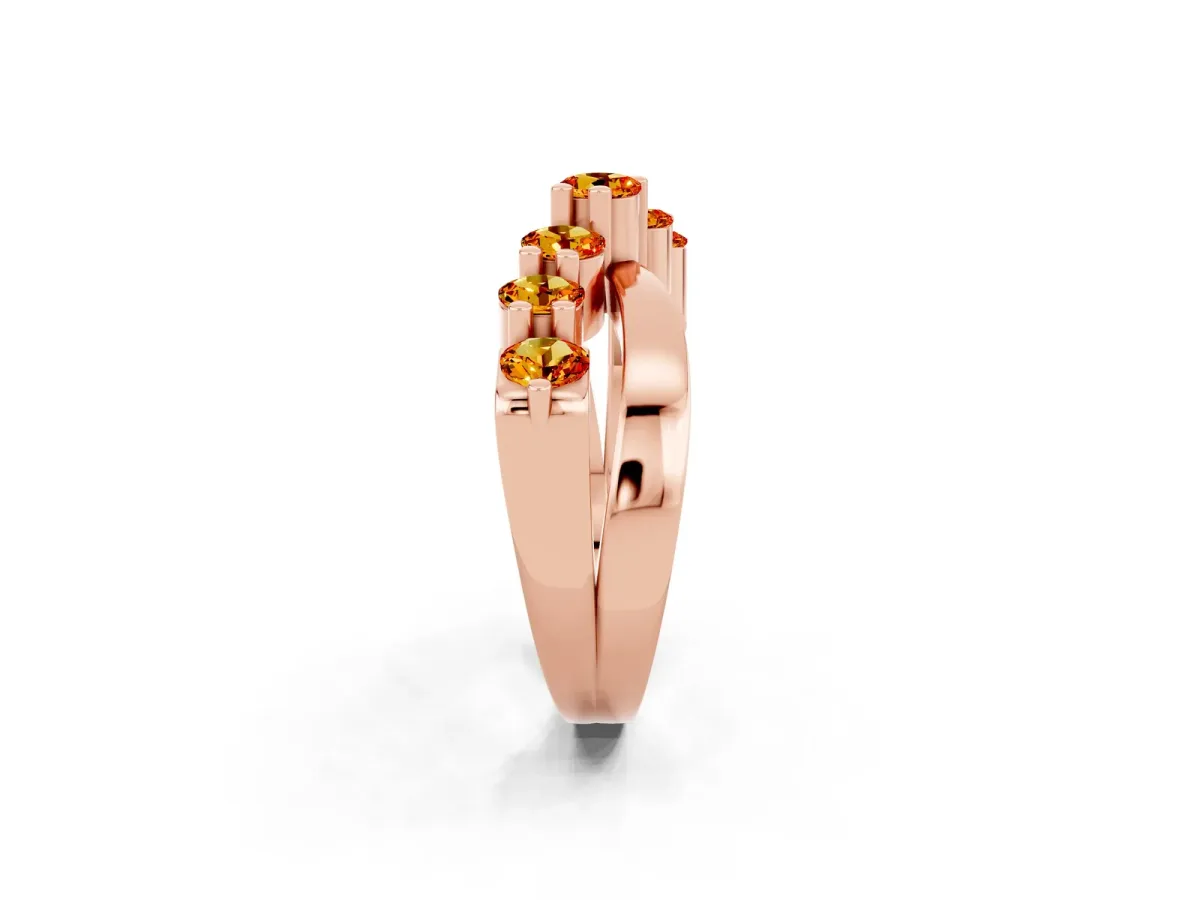 Round Citrine Prong-Set Crossover Band Rose gold
