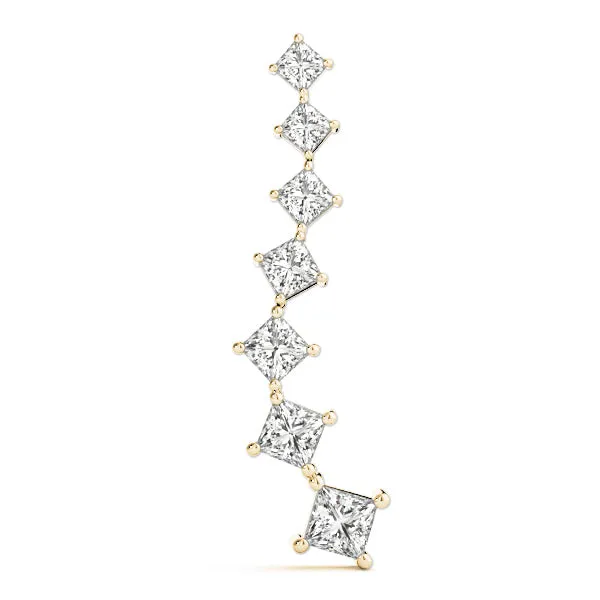Princess Cut Diamond Graduated Prong Pendant Yellow gold