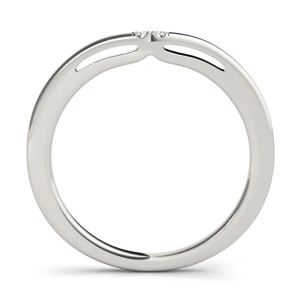 Round Diamond Bypass Solitaire Band with Bezel Setting Platinum
