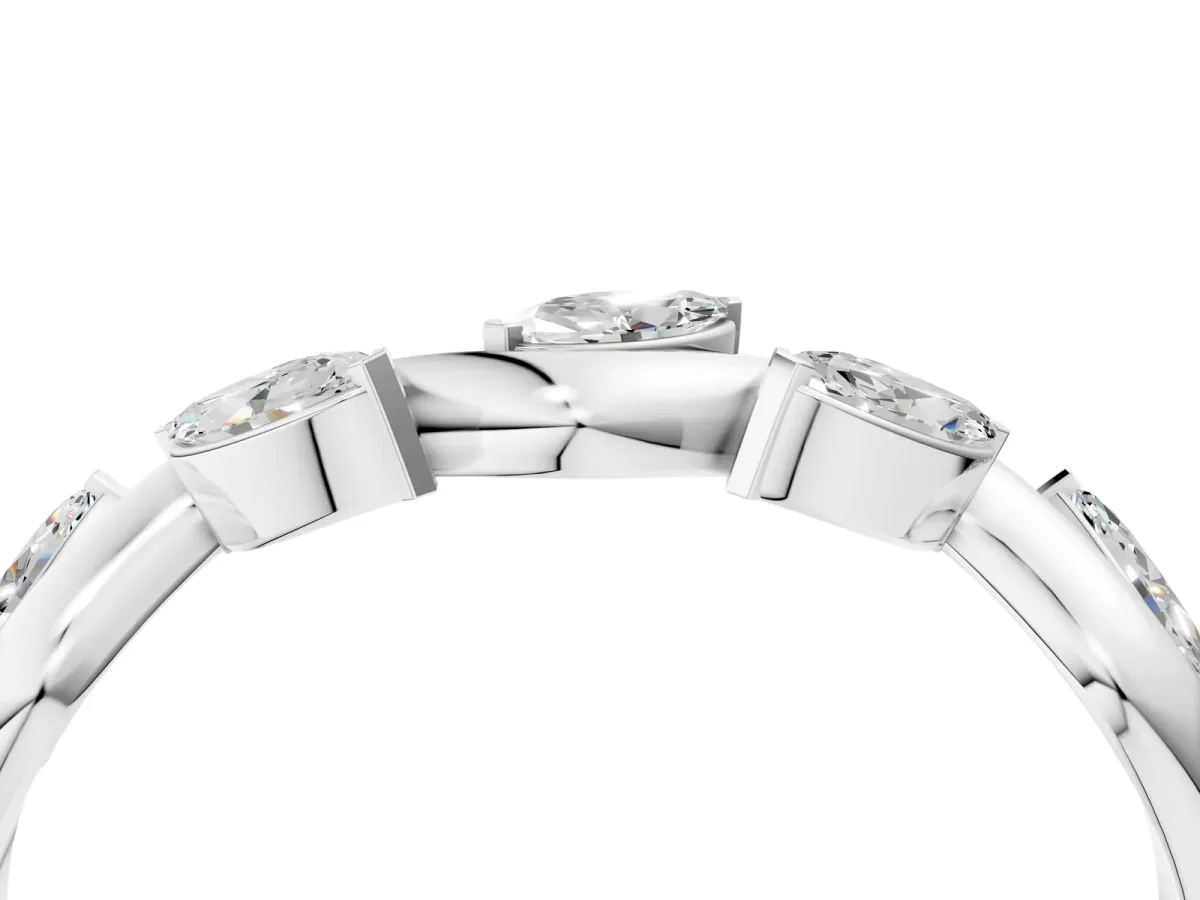 Marquise Diamond Twisted Band with Prong Setting White gold