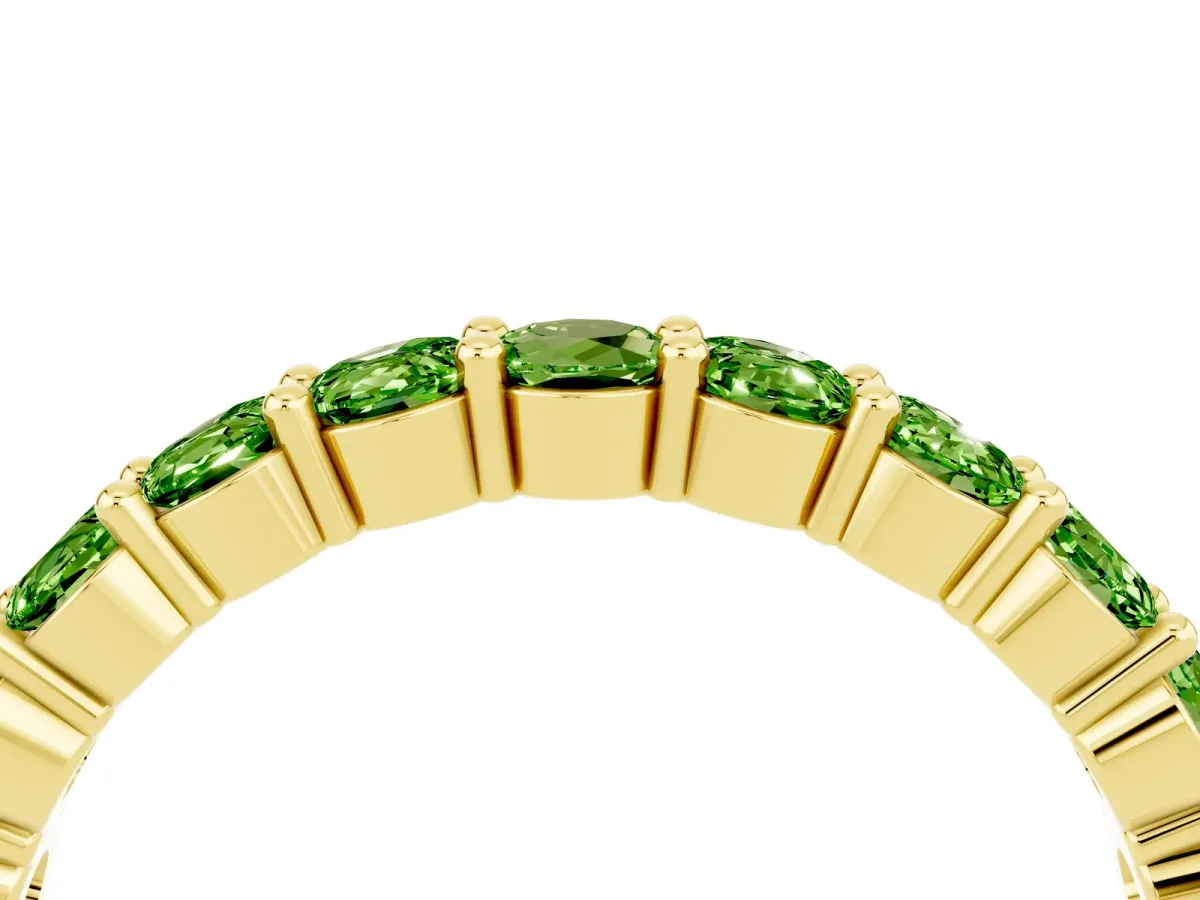 Round Peridot Half Eternity Band with Prong Setting Yellow gold