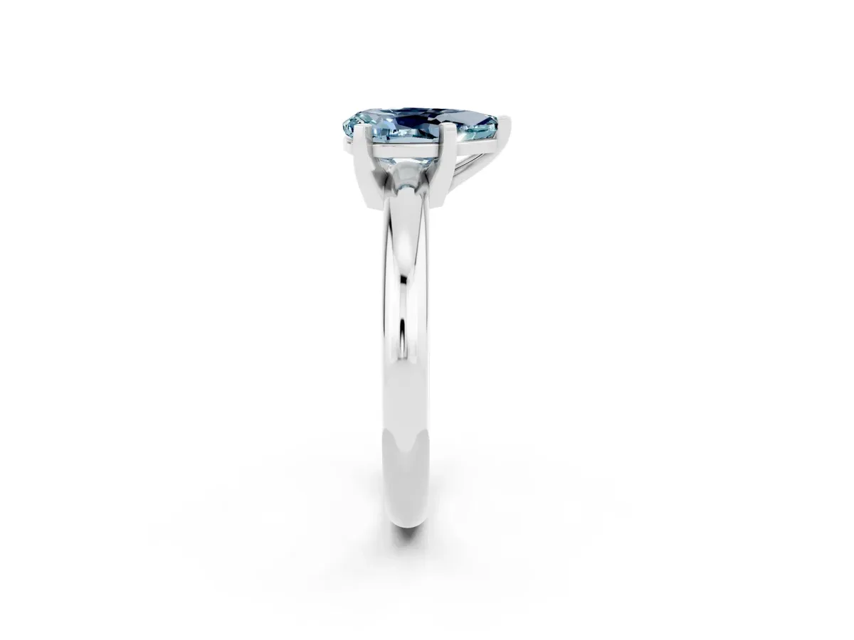 Round Aquamarine Leaf Eternity Band with Bezel Setting Platinum