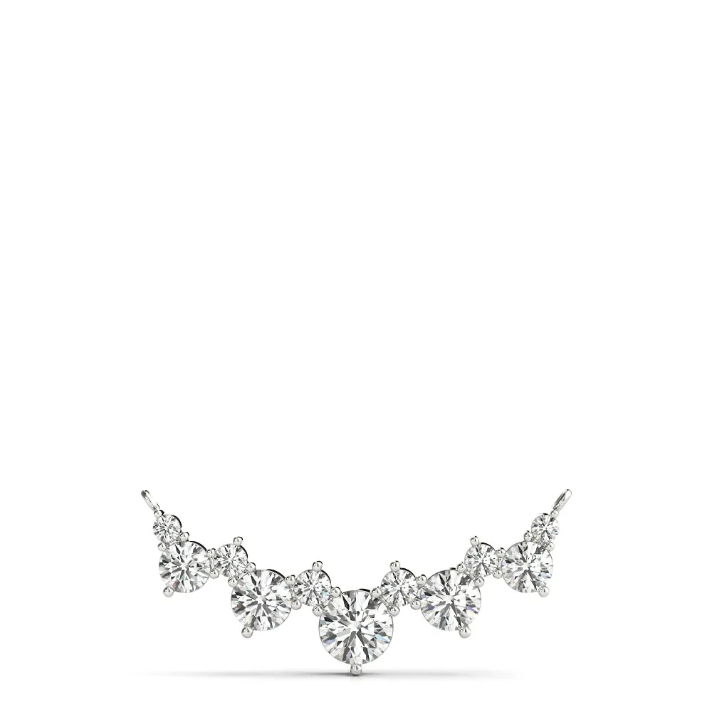 Round Diamond Graduated V-Prong Necklace Silver