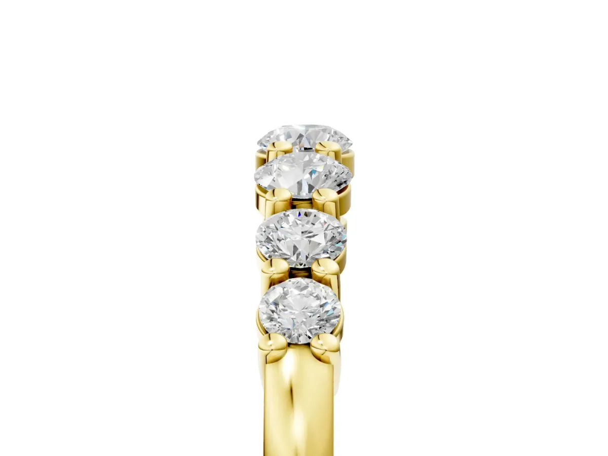 Round Diamond Prong-Set Half-Eternity Band Yellow gold