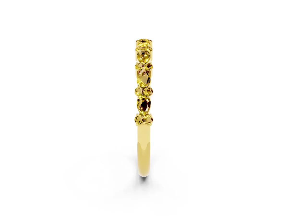 Pear and Round Yellow Sapphire Wedding Band Yellow gold