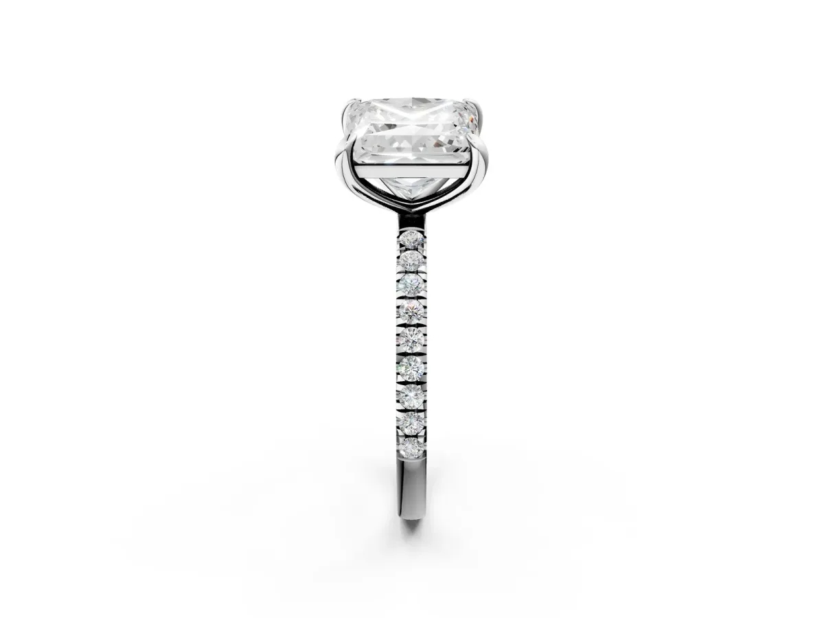 Round and Princess Toi Moi Ring with Prong Setting and Micro Pave Band Silver