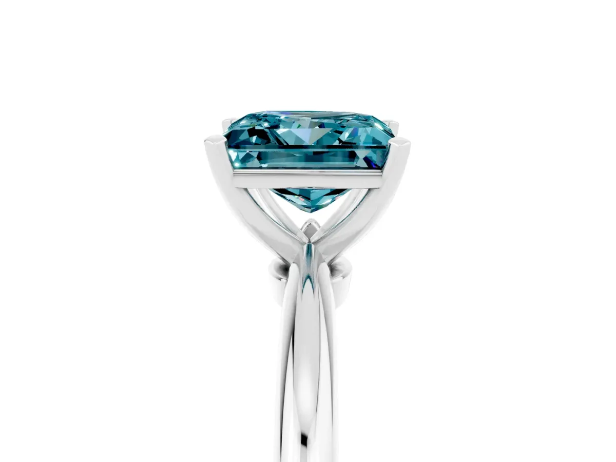 Princess Cut Blue Topaz Solitaire Ring with Six-Prong Setting and Classic Band Silver