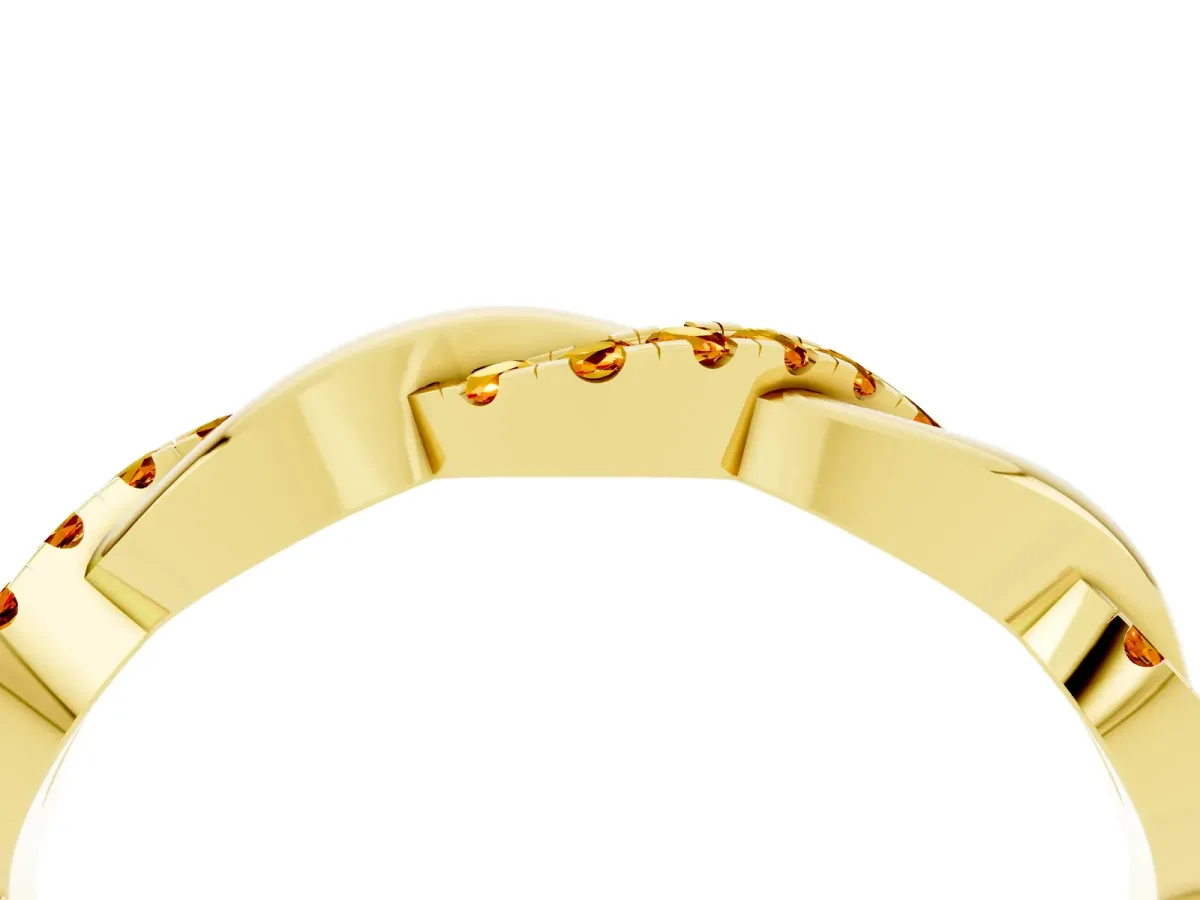 Round Citrine Twist Eternity Band with Pavé Setting Yellow gold