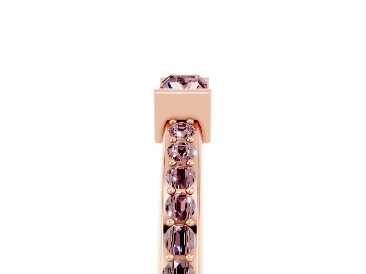Baguette Morganite Pavé Band with Bar Setting Rose gold