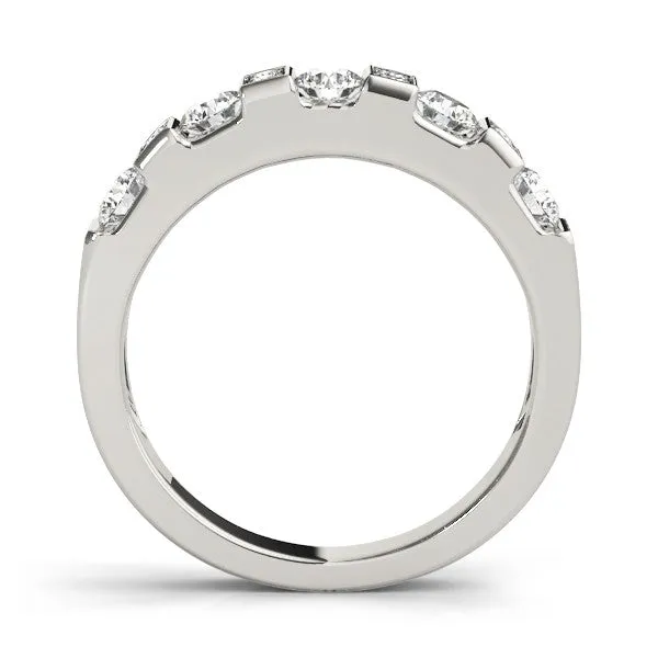 Channel Set Round Diamond White Gold Band Silver