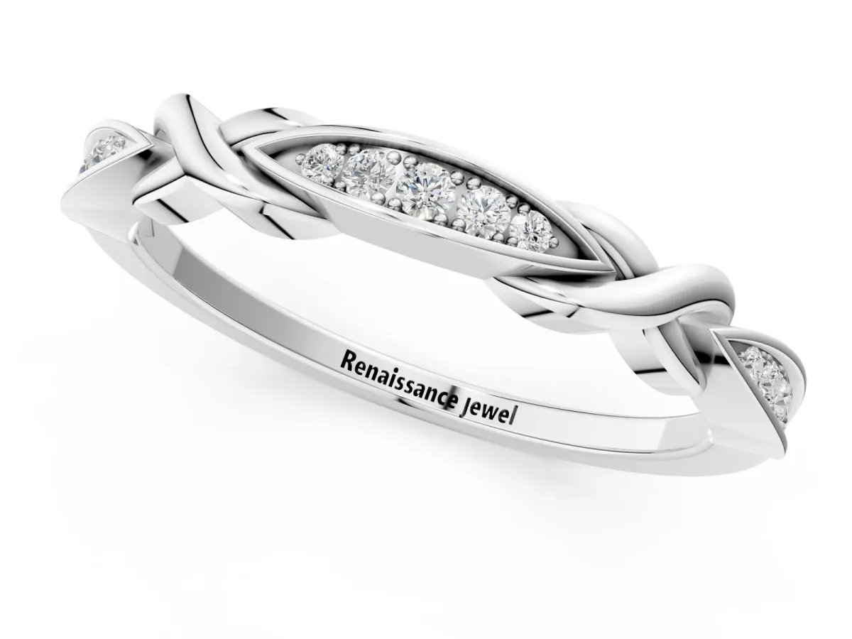 Twisted Marquise Diamond Pavé Band with Shared Prong Setting White gold