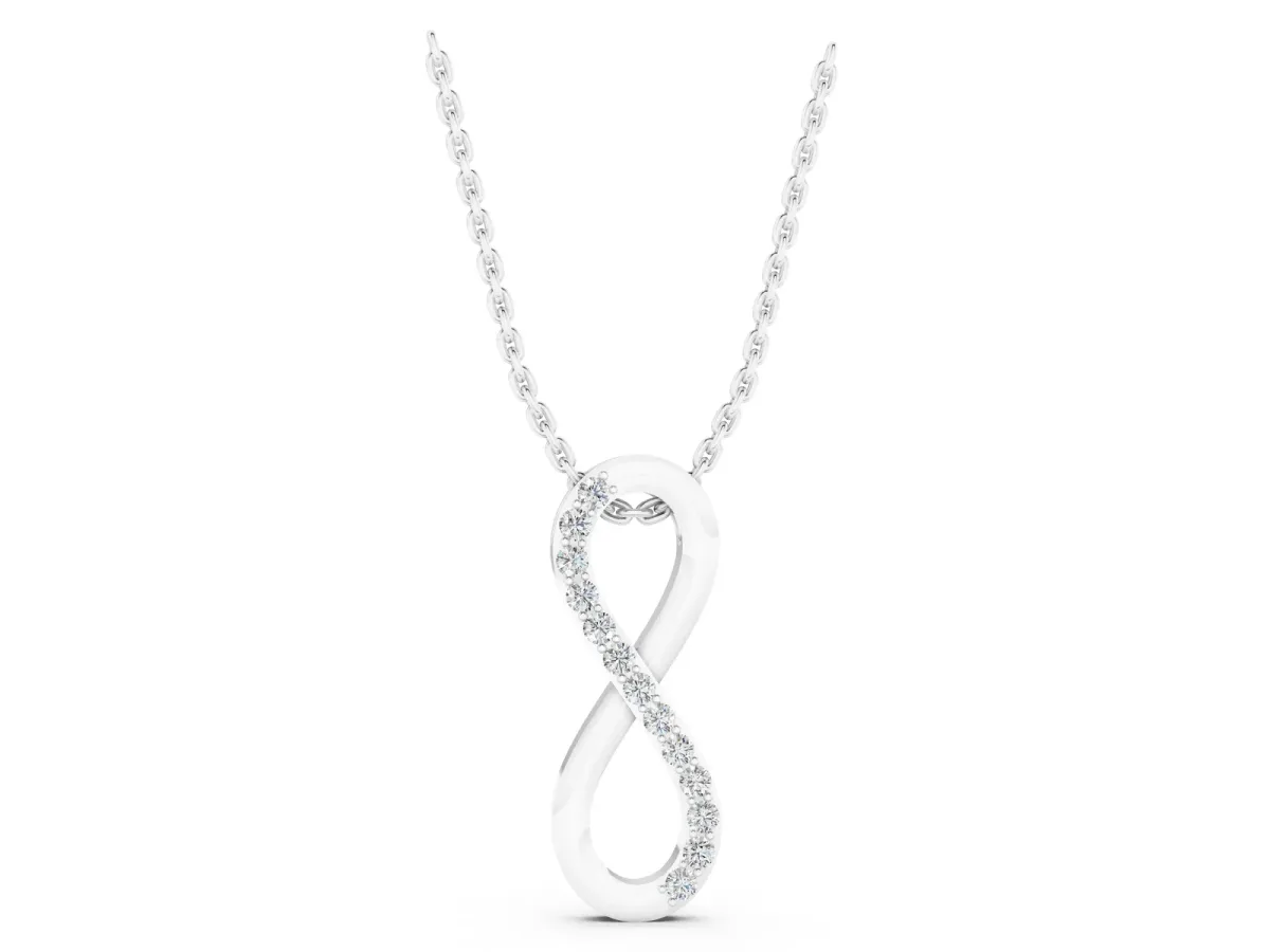 Infinity Pendant with Round Brilliant Diamonds in Pavé Setting White gold