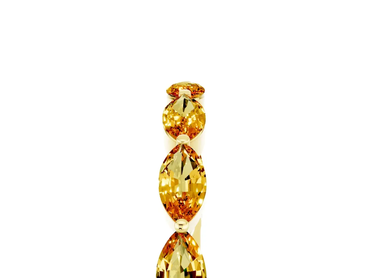 Marquise Citrine Half Eternity Band with Prong Setting Yellow gold