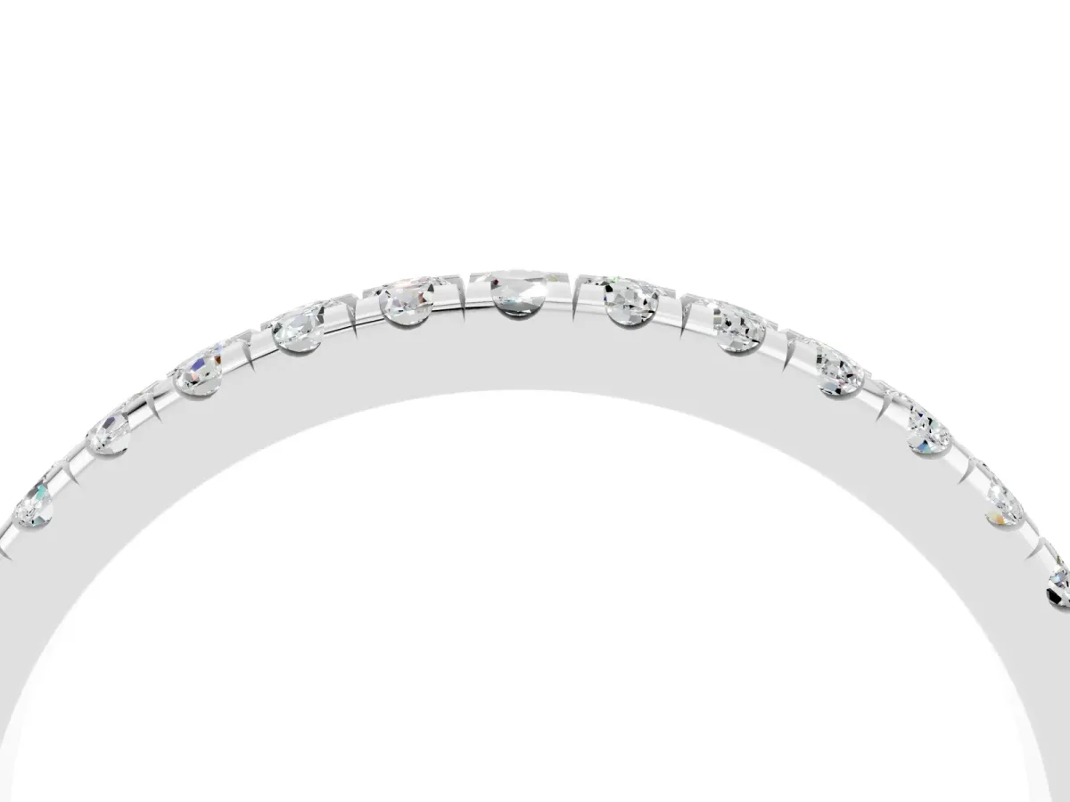 Pavé Round Moissanite Half Eternity Band with Shared Prong Setting Platinum