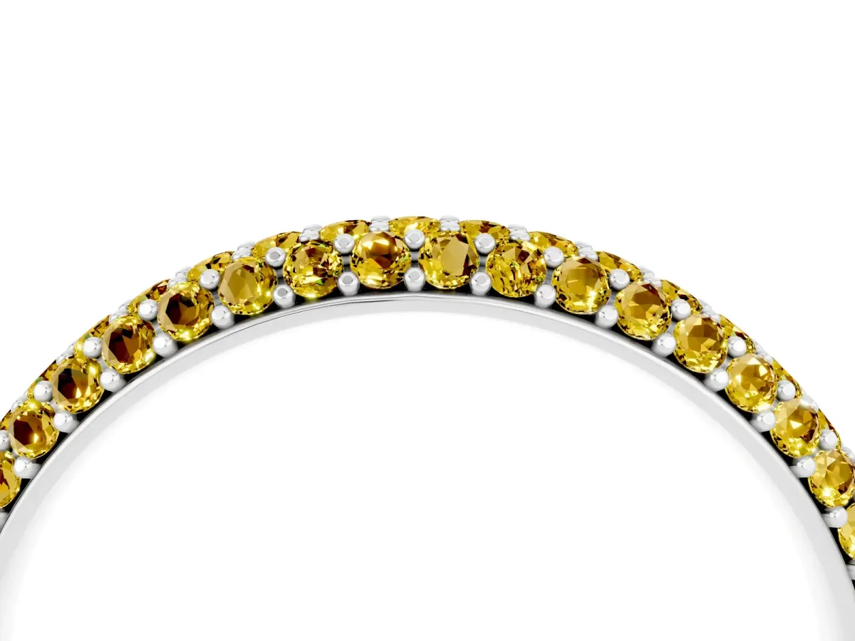 Round Yellow Sapphire Pavé Eternity Band with Shared Prong Setting Platinum