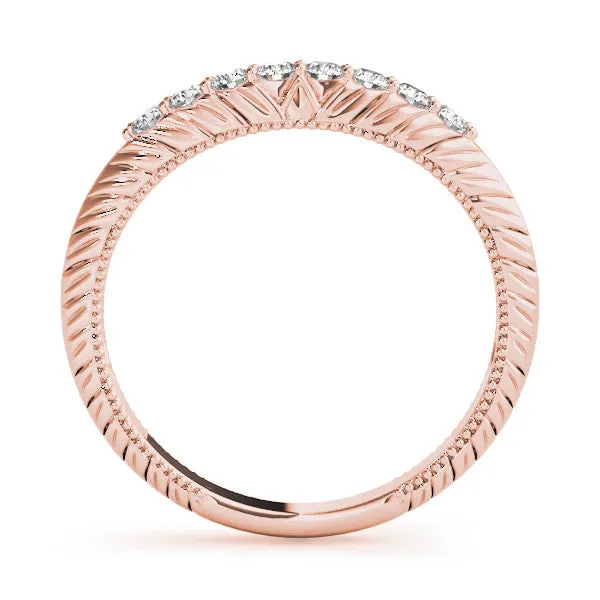 Round Diamond Half Eternity Milgrain Pave Band Rose gold