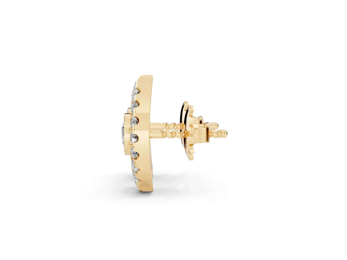 Round Diamond Evil Eye Stud Earrings Yellow gold