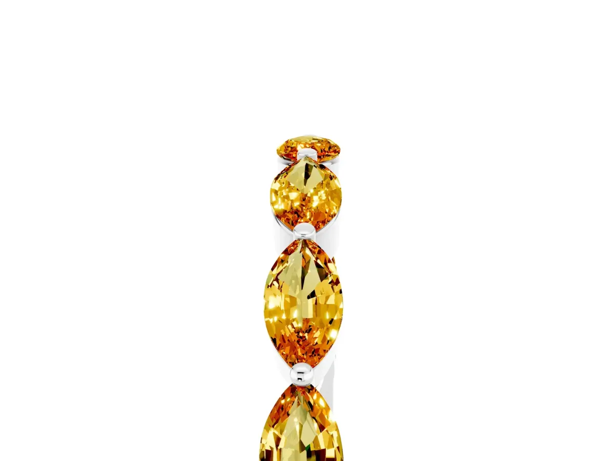 Marquise Citrine Half Eternity Band with Prong Setting Platinum
