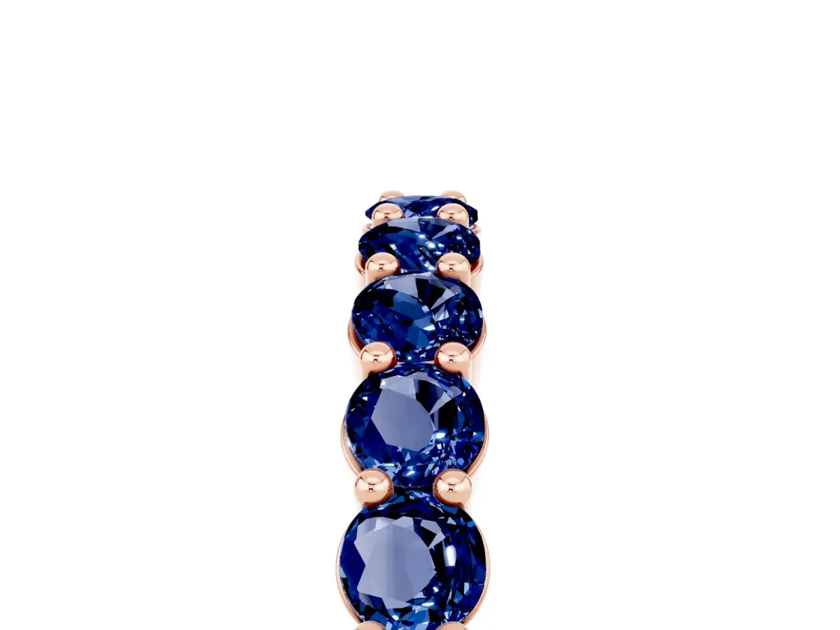 Round Blue Sapphire Half Eternity Band with Prong Setting Rose gold