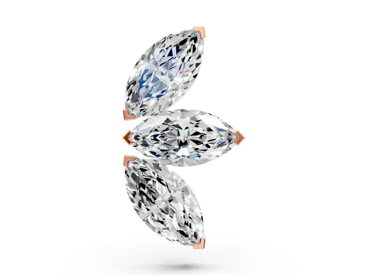 Marquise Diamond Trio Flatback Earring Rose gold