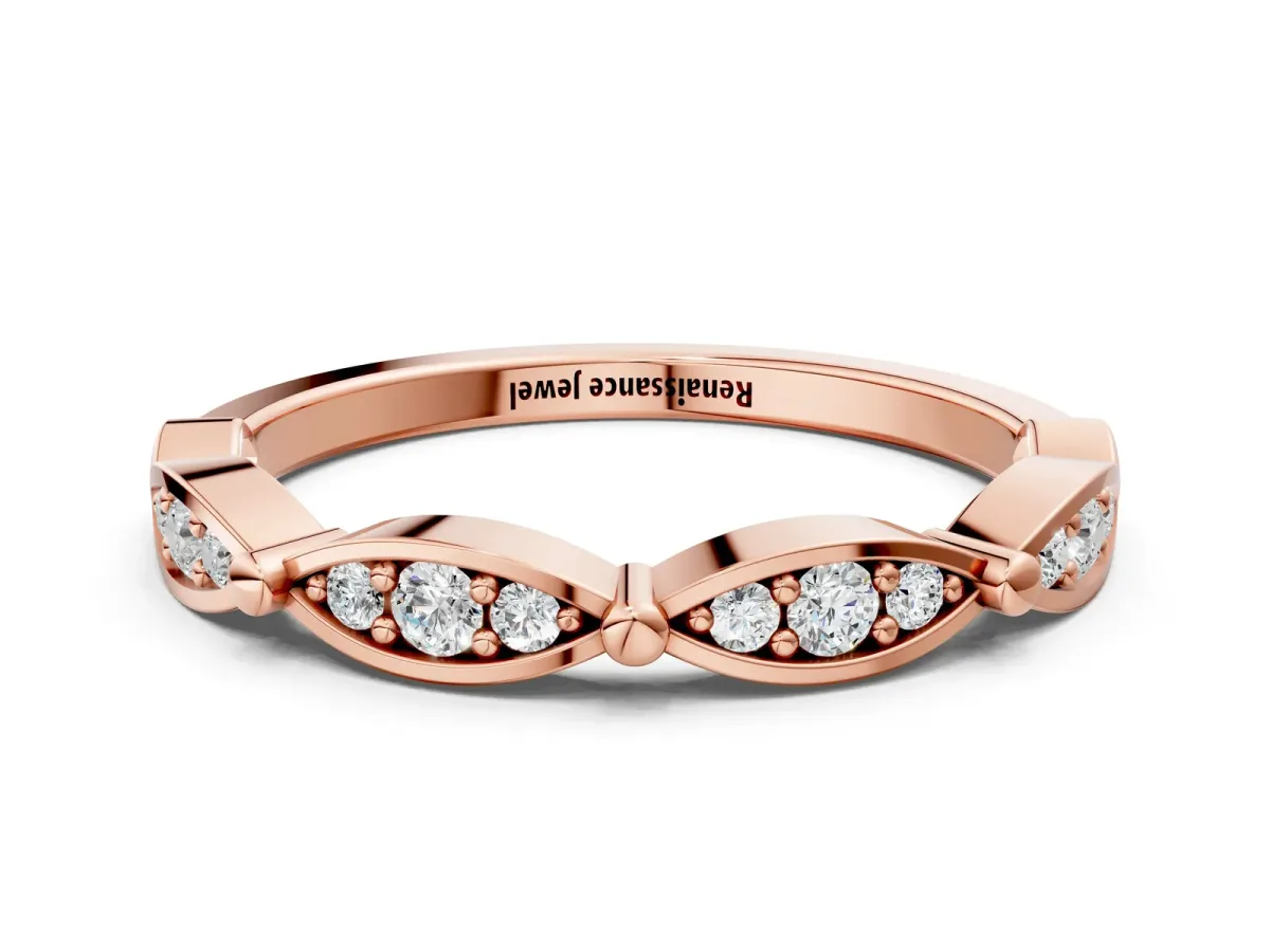 Marquise Diamond Pavé Eternity Band with Bezel Setting Rose gold