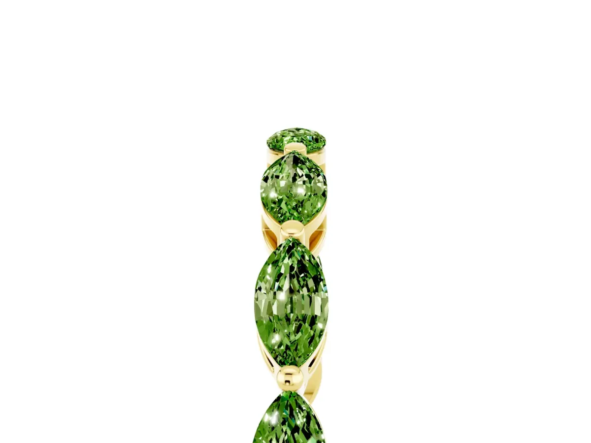 Marquise Peridot Eternity Band with U-Prong Setting Yellow gold
