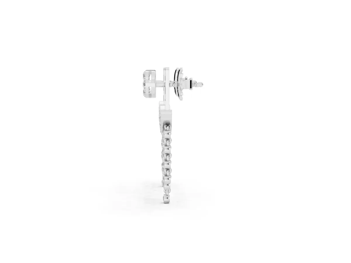 Round Diamond Chandelier Drop Earrings with Round Diamond Accents Platinum