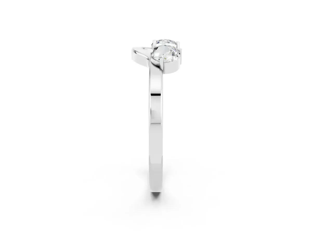 Dual Round Moissanite Open Band Ring with Prong Setting White gold