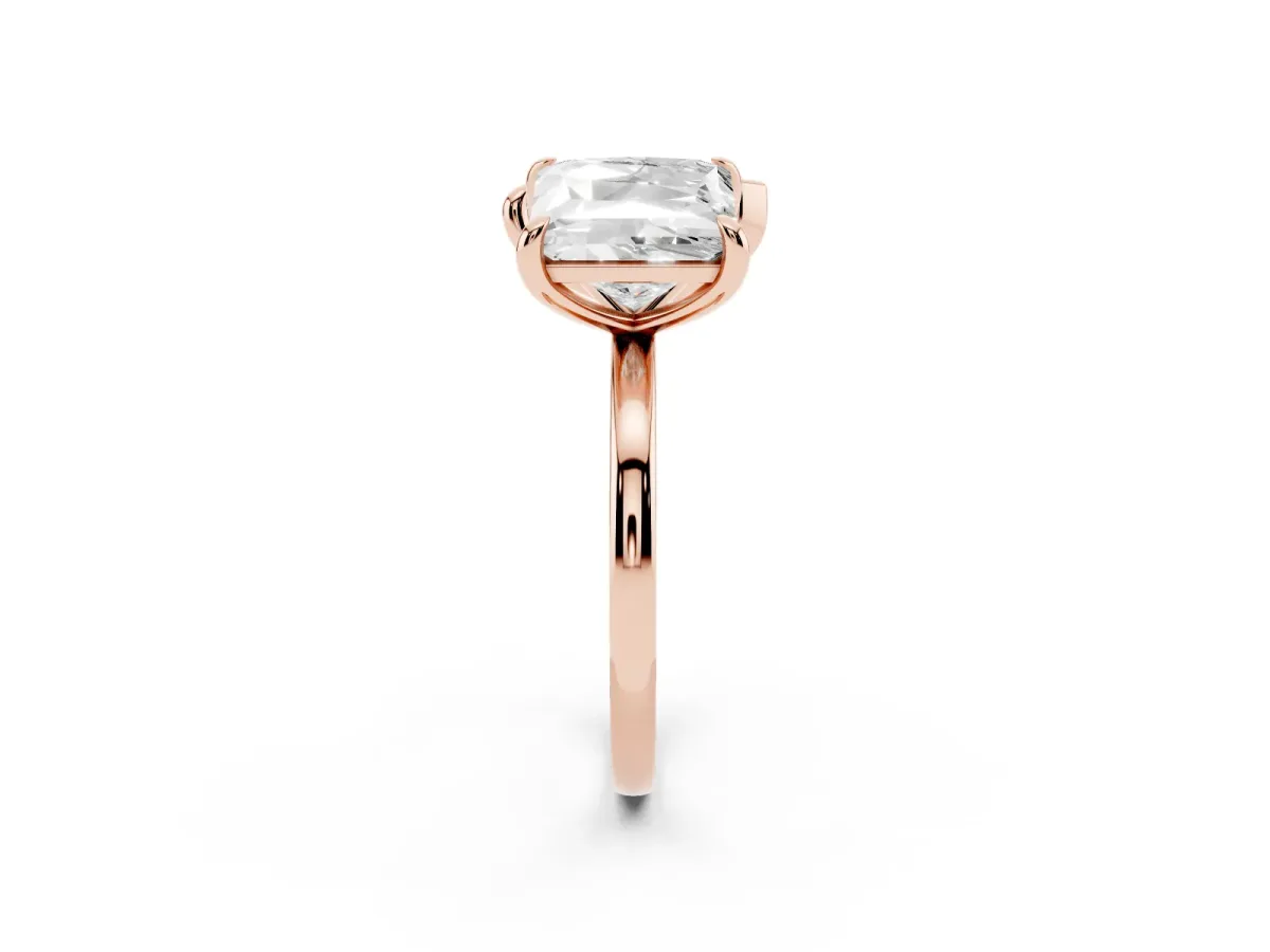 Pear and Princess Toi Moi Ring with Prong Setting and Plain Band Rose gold