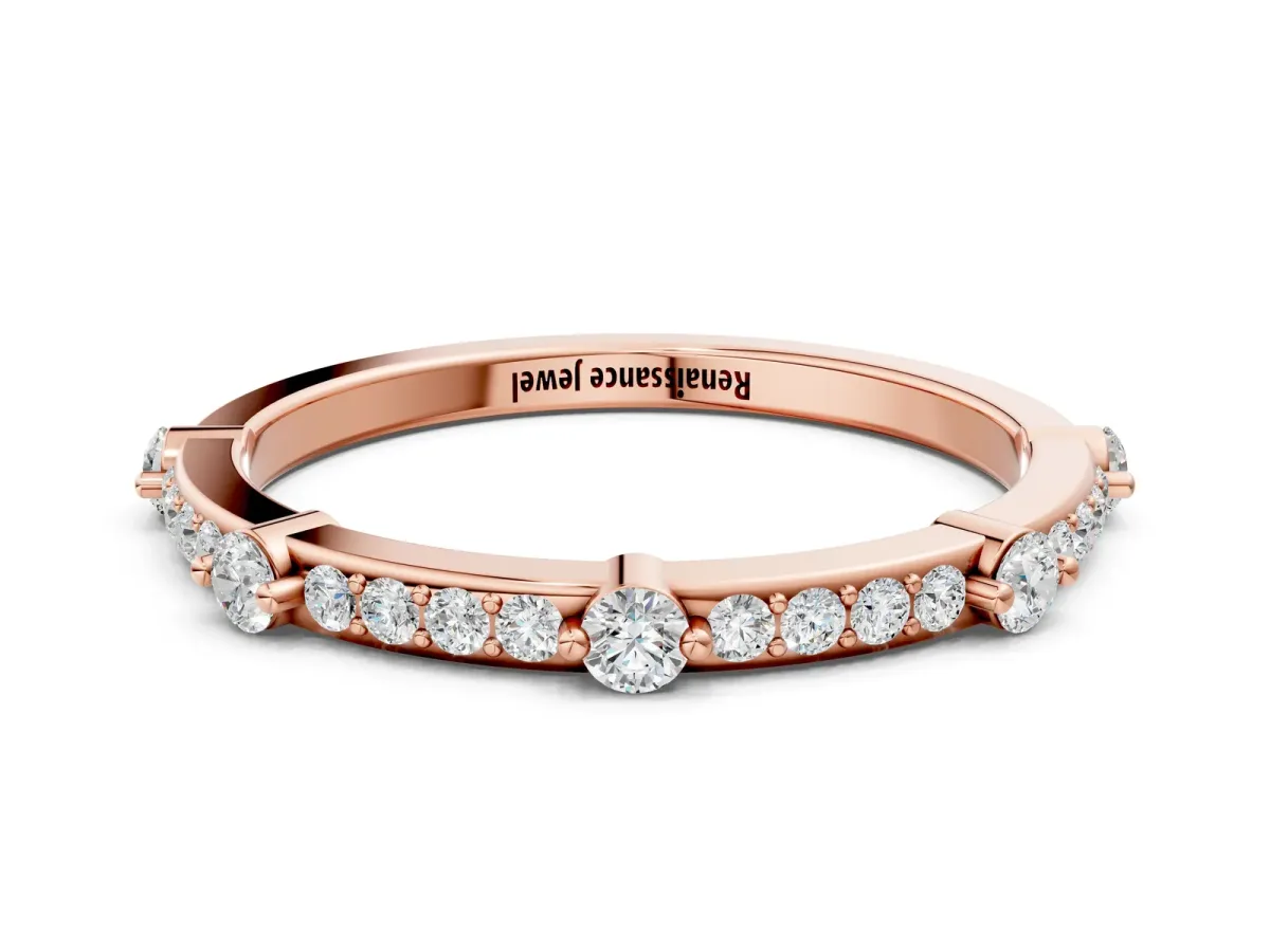 Round Diamond Pavé Eternity Band with Prong Setting Rose gold