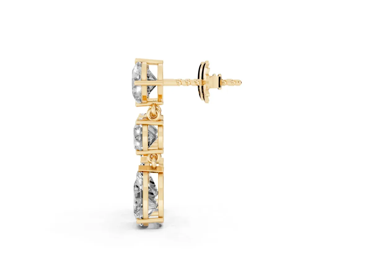 Multi-Shape Diamond Drop Earring Yellow gold
