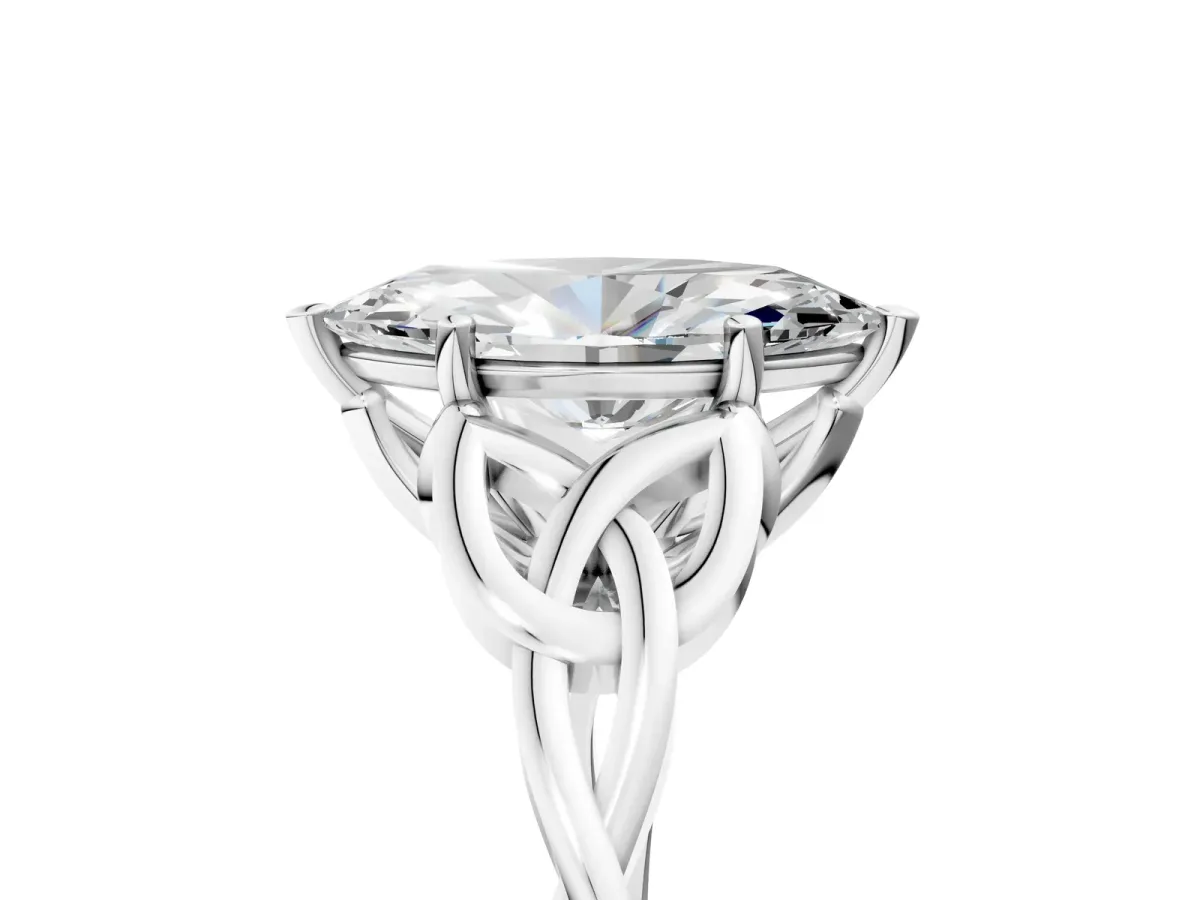 Marquise Cut Diamond Solitaire Celtic Knot Ring with Four-Prong Setting White gold