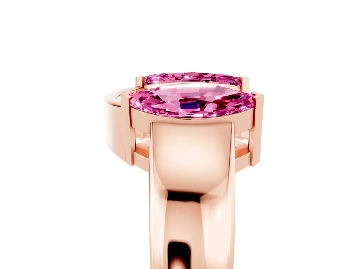Marquise Pink Sapphire Open Band Ring with Tension Setting Rose gold