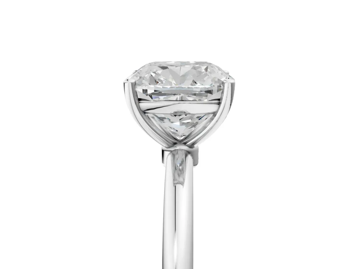 Cushion Cut Cut Solitaire Engagement Ring with Thin Band and Four-Prong Setting Silver