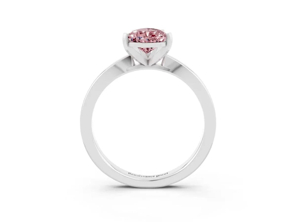 Pear Cut Morganite Solitaire Engagement Ring with Classic Band and Four-Prong Setting Silver