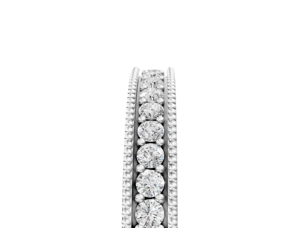 Round Cut Diamond Milgrain Pavé Eternity Band White gold