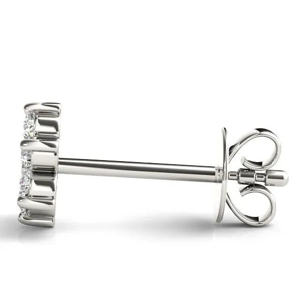 Cluster Round Diamond Stud Earrings White gold