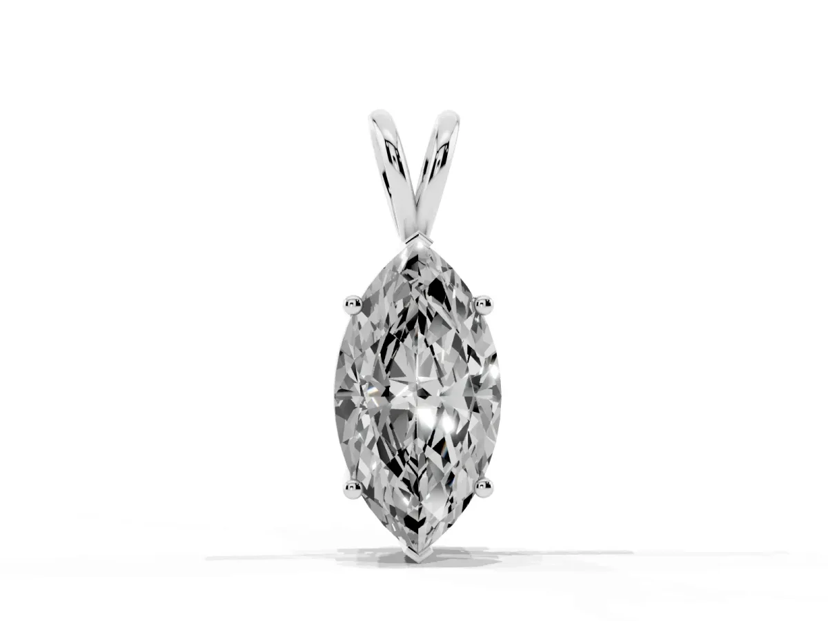 Marquise Diamond Solitaire Pendant with Prong Setting Silver