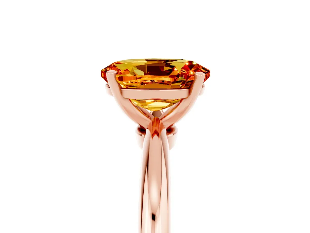Oval Cut Citrine Solitaire Ring with Six-Prong Setting and Classic Band Rose gold