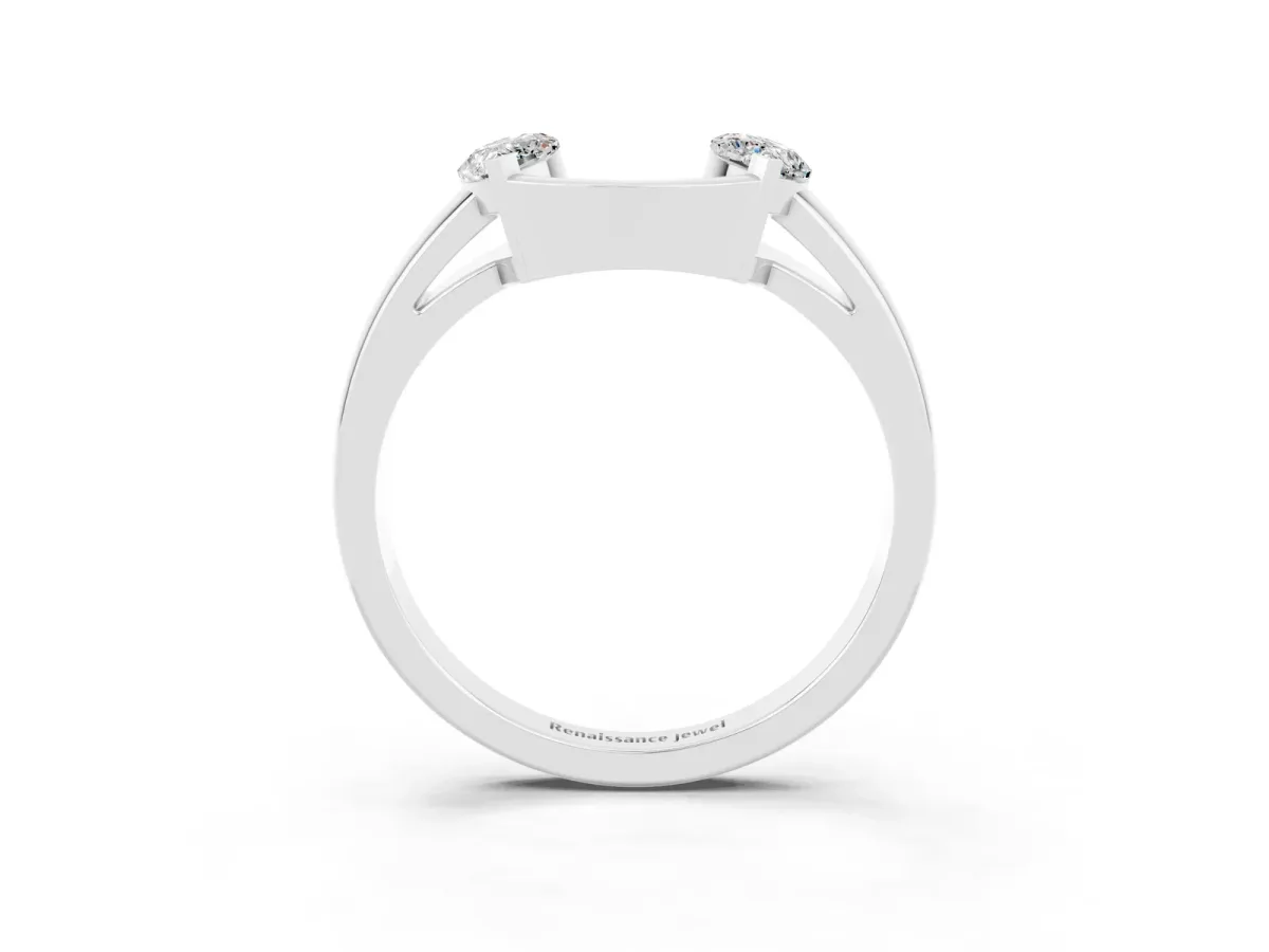 Marquise Moissanite Open Band Ring with Tension Setting Platinum