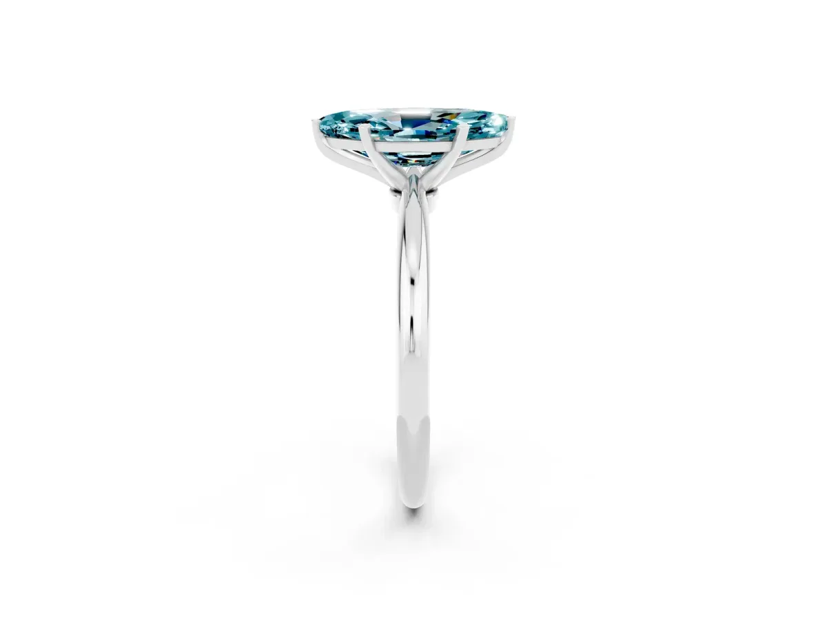 Marquise Cut Blue Topaz Solitaire Ring with Six-Prong Setting and Classic Band Silver