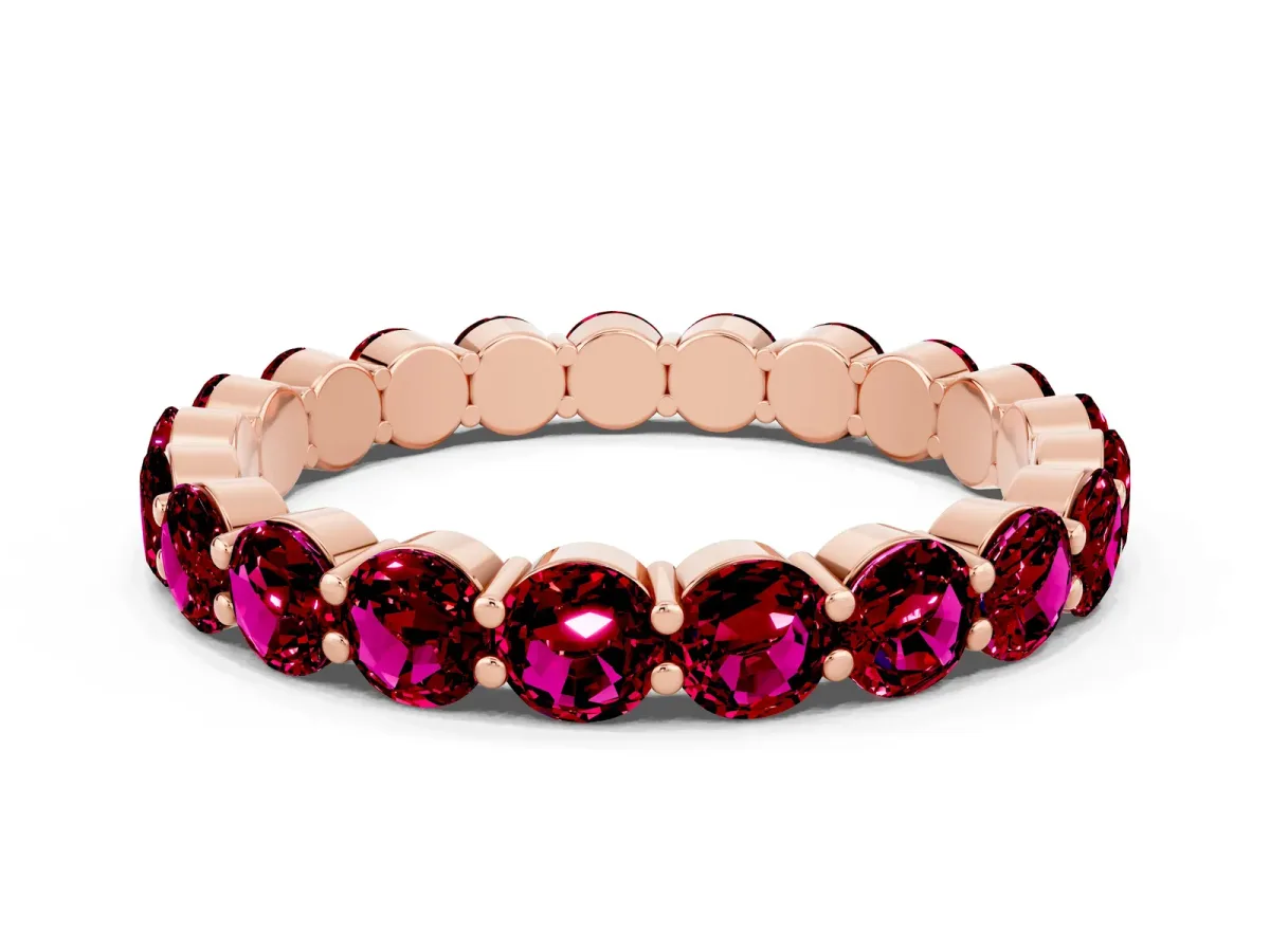 Round Garnet Eternity Band with U-Prong Setting Rose gold