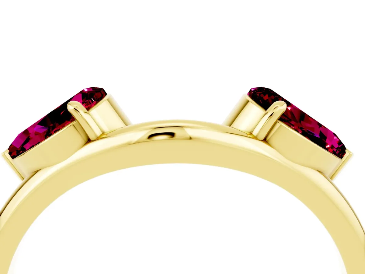 Two-Stone Pear Garnet Bypass Ring with Prong Setting Yellow gold