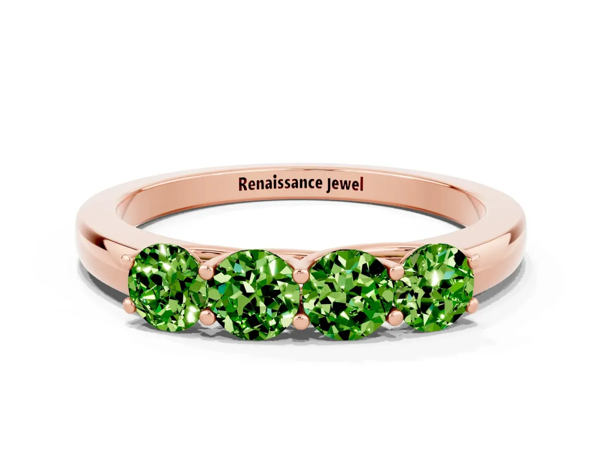 Four-Stone Round Peridot Prong-Set Band Rose gold