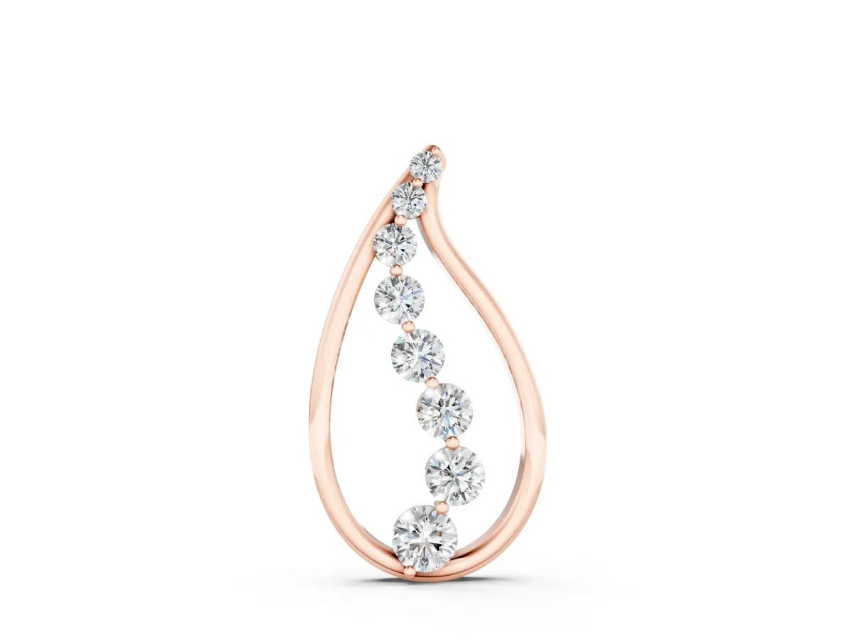 Teardrop Diamond Prong-Set Round Pendant Rose gold