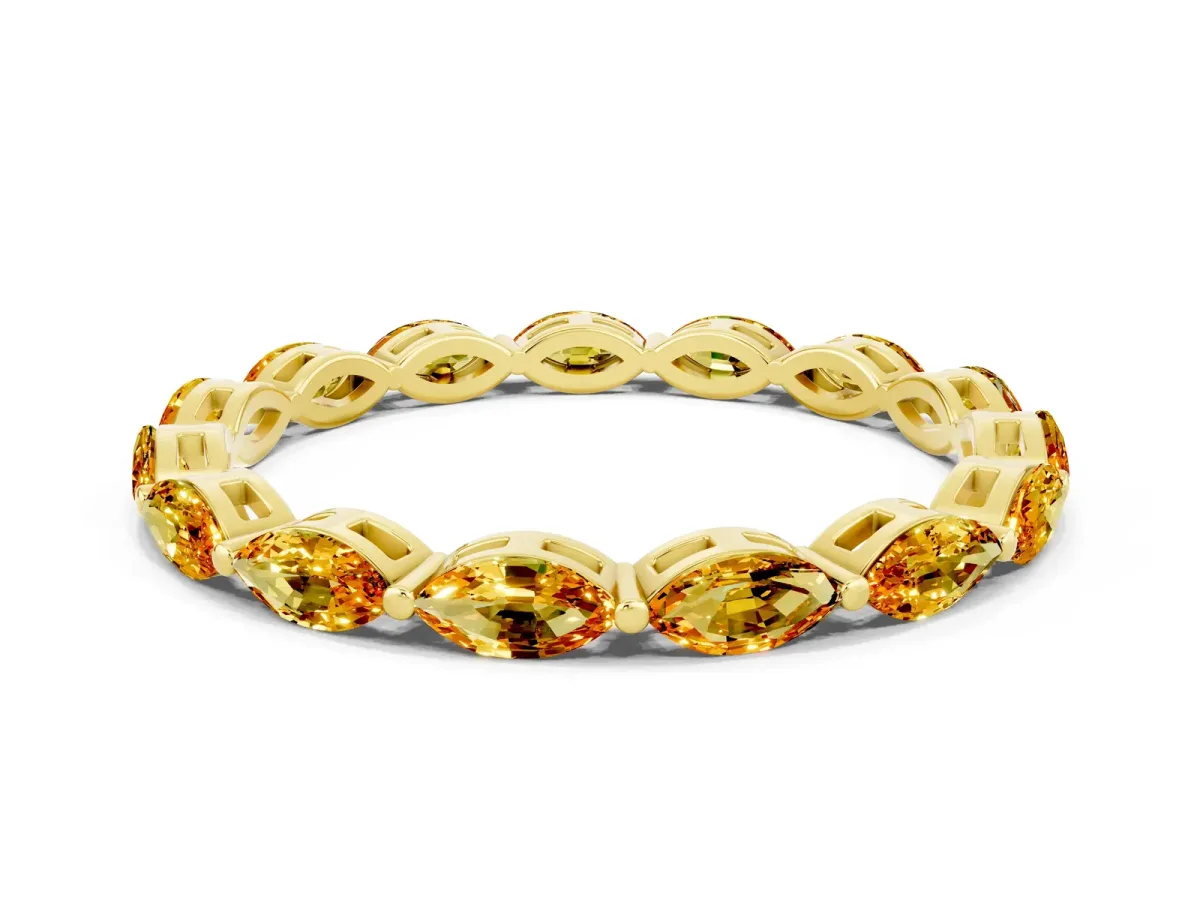 Marquise Citrine Eternity Band with U-Prong Setting Yellow gold