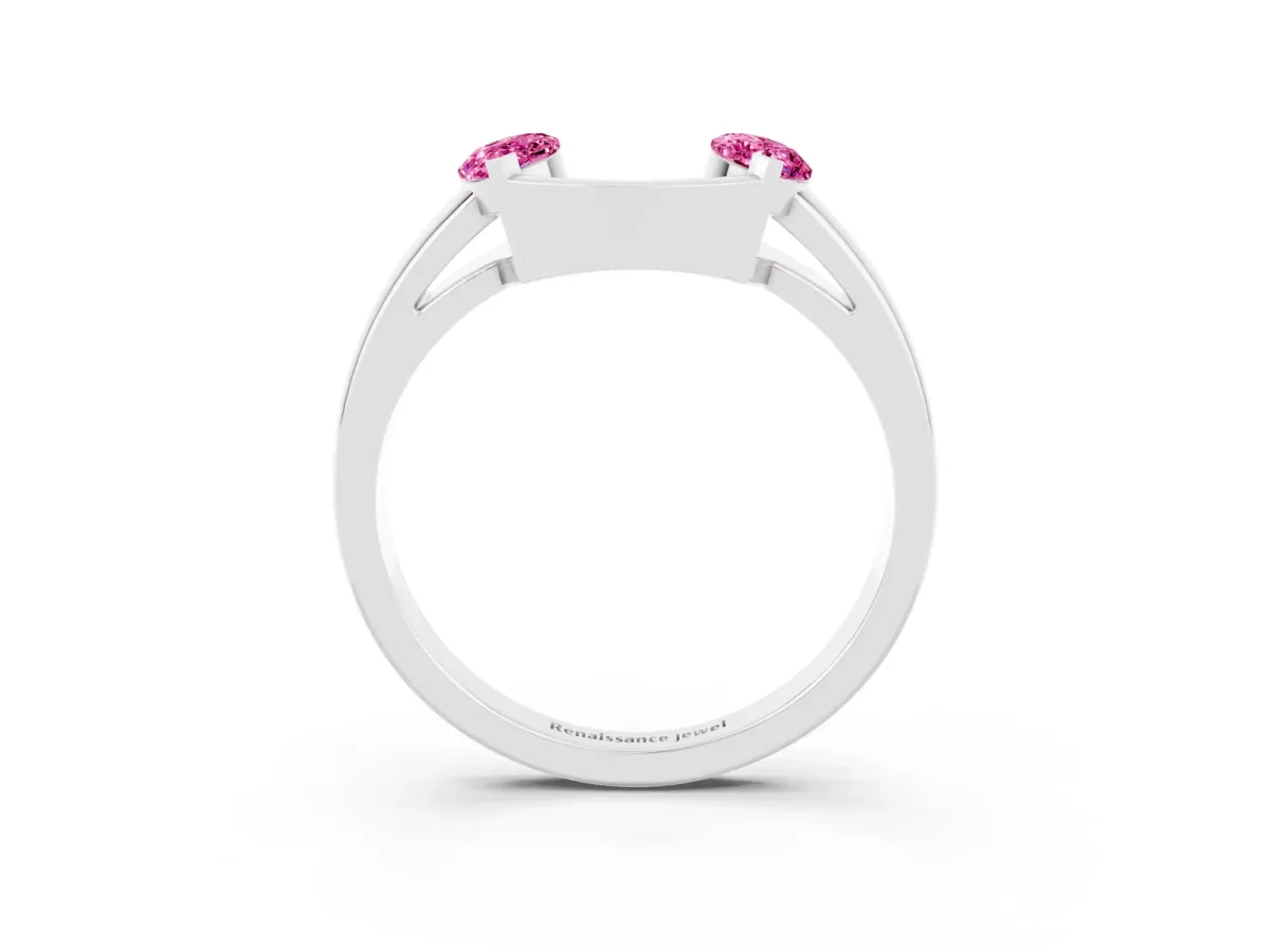 Marquise Pink Sapphire Open Band Ring with Tension Setting Platinum